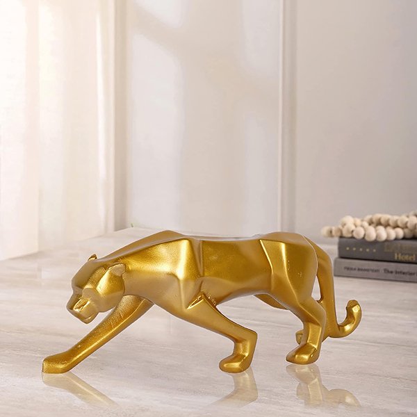 Jaguar Showpiece for Home Decor (Gold) Polyresin – 3 Inch