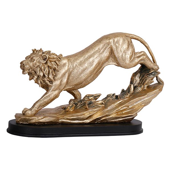 Lion Showpiece for Home Decor (Golden) Polyresin – 7 Inch