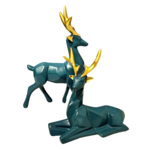 Dark Green Deer Couple – 8 inch's Modern Resin Decor - Image 2