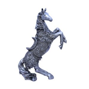 Antique Big Horse Showpiece for Home Decor (Silver) Polyresin – 14 Inch