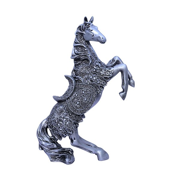 Antique Big Horse Showpiece for Home Decor (Silver) Polyresin – 14 Inch