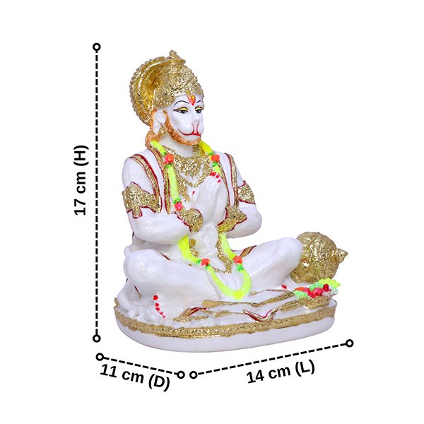 Lord Hanuman Idol Showpiece for Home Decor (Golden Foil) Marble – 7 Inch