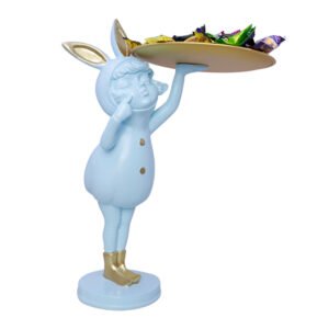 13-Inch Decorative White Bunny Tray Stand - Modern Candy & Snack Holder
