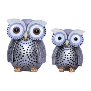 Handcrafted Owl Figurine Set – Decorative Showpiece With Two Different Sizes (Large: 13cm H x 9cm L x 9cm D, Small: 10cm H x 7cm L x 7cm D) - Image 3