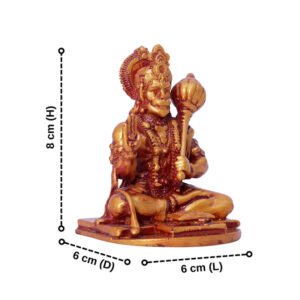 Lord Hanuman Idol Showpiece Especially for Car Dashboard (Golden) Polyresin - 3 Inch - Image 3