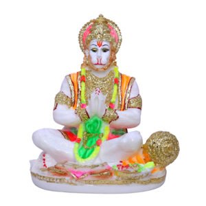 Lord Hanuman Idol Showpiece for Home Decor (Golden Foil) Marble – 7 Inch