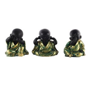 Baby Monk Buddha Idol Showpiece for Home Decor, Set of 3 (Multicolor) Polyresin – 5.5 Inch - Image 2