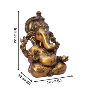 Lord Ganesha Idol Showpiece for Home Decor (Antique Gold) Polyresin - 9 Inch - Image 3