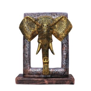Antique Elephant Face Showpiece for Home Decor (Polyresin) - 7.5 Inch