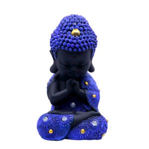 Baby Monk Buddha  Showpiece for Home Decor (Blue & Black) Polyresin – 8 Inch - Image 2