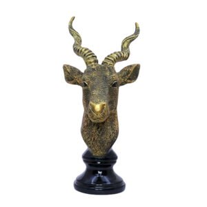 Antique Deer Face Showpiece for Home Decor (Golden & Black) Polyresin- 12 Inch - Image 2