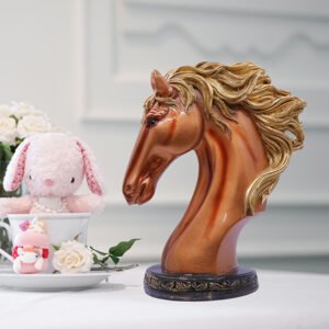 Horse Head Showpiece for Home Decor (Copper) Polyresin – 9 Inch - Image 1