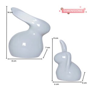 Rabbit Showpiece Set of 2 for Home Decor (Grey) Polyresin – 5.5 Inch - Image 3