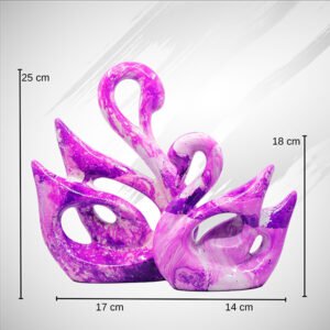 Lucky Swan Couple Showpiece for Home Decor (Purple) Polyresin – 10 Inch - Image 3