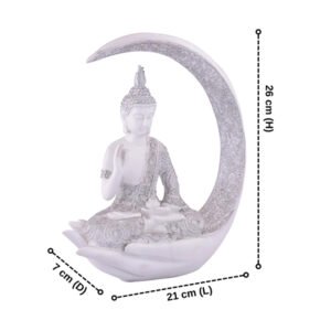 Chand Buddha Idol Showpiece for Home Decor (White) Marble – 10 Inch - Image 3