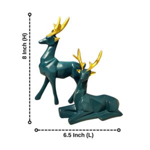 Dark Green Deer Couple – 8 inch's Modern Resin Decor - Image 3