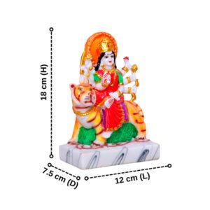 Durga Mata Idol | Goddess Durga Murti for Home Temple | 12 cm (L) x 7.5 cm (D) x 18 cm (H) | Hindu Goddess Statue - Image 3