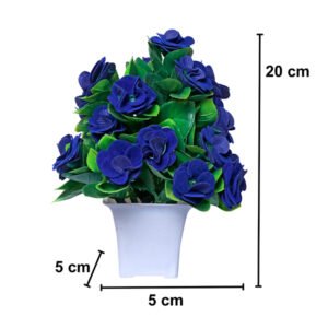 Blue Rose Artificial Plant Showpiece for Home Decor (Plastic) – 7 Inch - Image 3