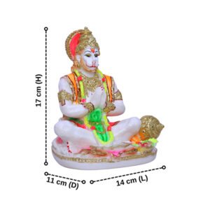 Lord Hanuman Idol Showpiece for Home Decor (Golden Foil) Marble – 7 Inch