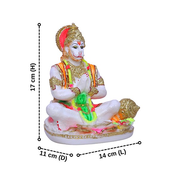 Lord Hanuman Idol Showpiece for Home Decor (Golden Foil) Marble – 7 Inch