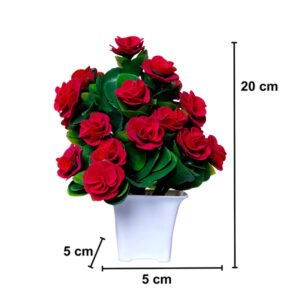 Red Rose Artificial Plant Showpiece for Home Decor (Plastic) – 8 Inch - Image 3