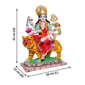 Goddess Maa Durga Idol Showpiece for Home Decor (Red) Marble – 16 Inch - Image 3