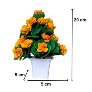 Yellow Rose Artificial Plant Showpiece for Home Decor (Plastic) – 8 Inch - Image 3