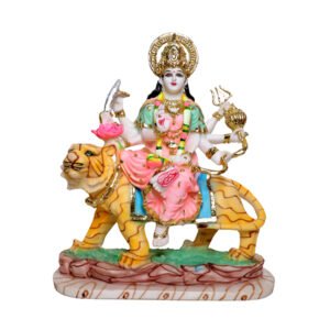 Goddess Maa Durga Idol Showpiece for Home Decor (Multicolor) Marble – 18 Inch - Image 2