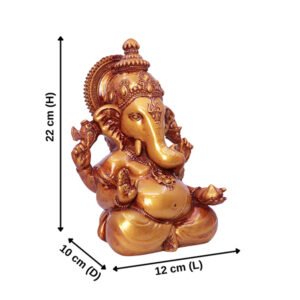 Lord Ganesha Idol Showpiece for Home Decor (Golden) Polyresin - 9 Inch - Image 3
