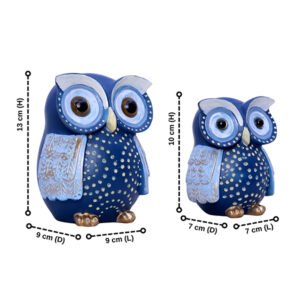 Handcrafted Owl Figurine Set – Decorative Showpiece With Two Different Sizes (Large: 13cm H x 9cm L x 9cm D, Small: 10cm H x 7cm L x 7cm D) - Image 3