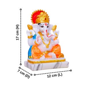 Ganesh Idol | Lord Ganesha Murti for Home & Office | 12 cm (L) x 7 cm (D) x 17 cm (H) | Hindu God Statue - Image 3