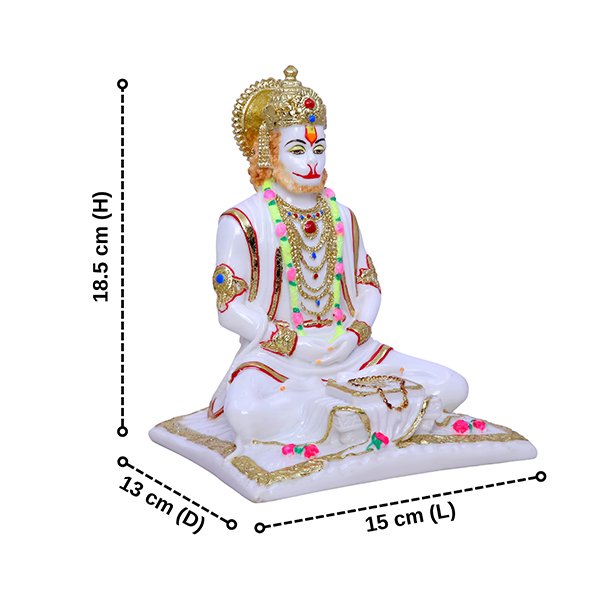 Lord Hanuman Idol Showpiece for Home Decor (Golden Foil) Marble – 7.5 Inch