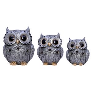 Handcrafted Owl Figurine Set – Elegant Decorative Showpiece With Three Sizes (Large: 13cm H x 11cm L x 8cm D, Medium: 11cm H x 9cm L x 7cm D, Small: 9.5cm H x 8cm L x 6cm D) - Image 2