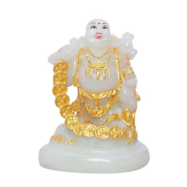 Radium Light Buddha with Gold Coins & Wealth Symbol