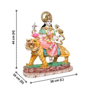 Goddess Maa Durga Idol Showpiece for Home Decor (Multicolor) Marble – 18 Inch - Image 3