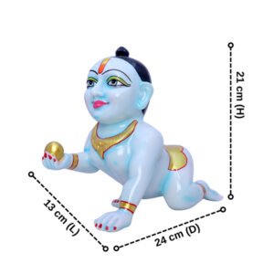 Laddu Gopal Krishna Idol Showpiece for Home Decor (Blue) Marble - 8 Inch - Image 3