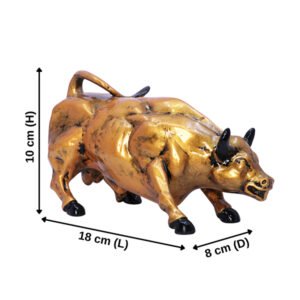 Antique Bull Showpiece for Home Decor (Antique Gold) Polyresin - 4 Inch - Image 3