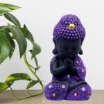 Baby Monk Buddha  Showpiece for Home Decor (Purple & Black) Polyresin – 8 Inch
