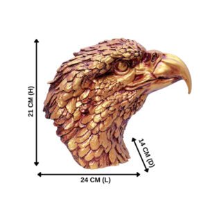 Eagle Face Showpiece for Home Decor (Golden) Polyresin – 8.5 Inch - Image 2