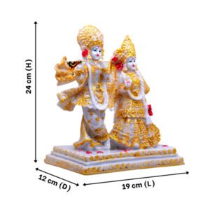 Radha-Krishna for Home Decor (White & Golden) Polyresin – 9.5 Inch - Image 3