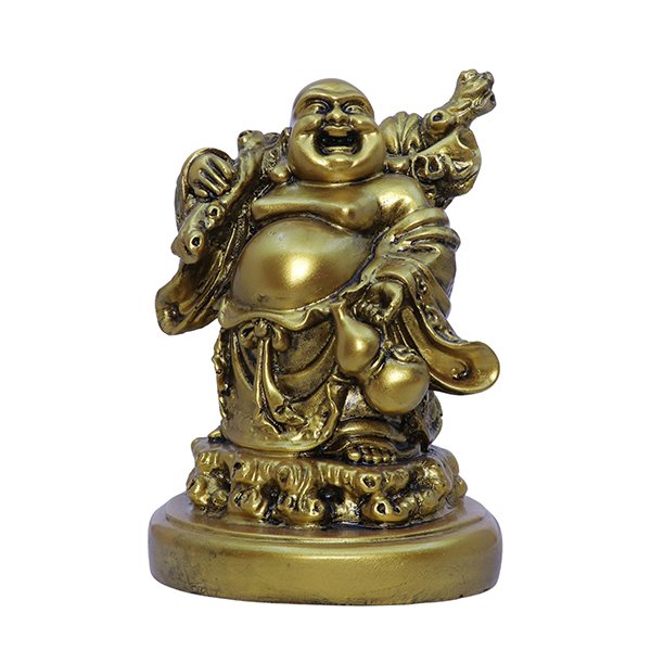Golden Laughing Buddha Statue for Wealth & Happiness
