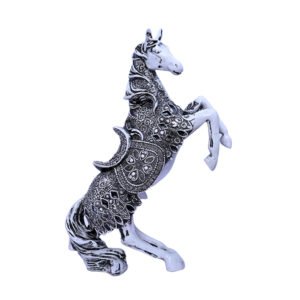 Antique Big Horse Showpiece for Home Decor (Black & White) Polyresin – 14 Inch - Image 2