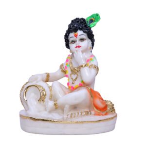 Makhan Chor Idol Showpiece for Home Decor (Golden Foil) Marble – 7 Inch - Image 2