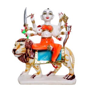 Goddess Maa Durga Idol Showpiece for Home Decor (Red) Marble – 15 Inch - Image 2