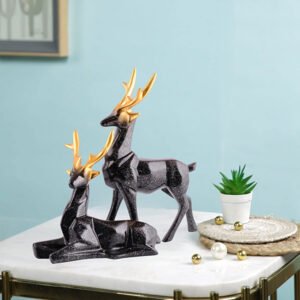 Black Deer Figurine Set – 8 Inch Modern Decor Piece - Image 1