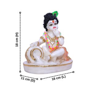 Makhan Chor Idol Showpiece for Home Decor (Golden Foil) Marble – 7 Inch - Image 3