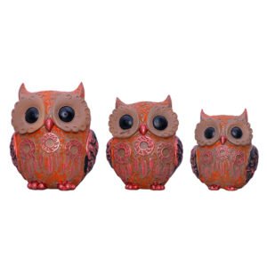 Handcrafted Owl Figurine Set – Elegant Decorative Showpiece With Three Sizes (Large: 13cm H x 11cm L x 8cm D, Medium: 11cm H x 9cm L x 7cm D, Small: 9.5cm H x 8cm L x 6cm D)