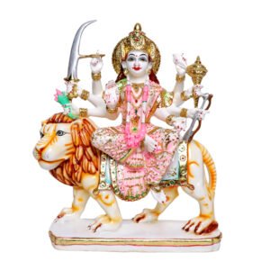Goddess Maa Durga Idol Showpiece for Home Decor (Pink) Marble – 15 Inch - Image 2