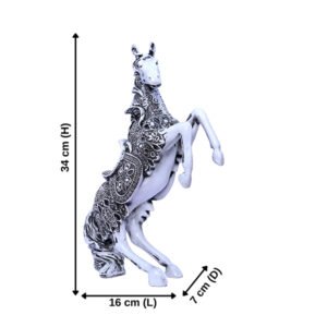 Antique Big Horse Showpiece for Home Decor (Black & White) Polyresin – 14 Inch - Image 3