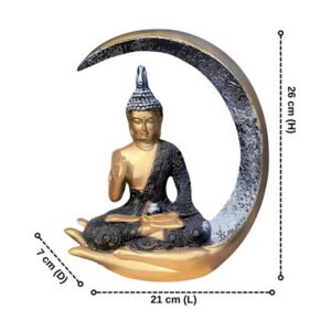 Chand Buddha Idol Showpiece for Home Decor (Golden & Black) Polyresin – 10 Inch - Image 3